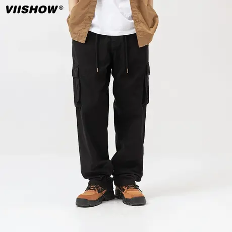 VIISHOW重磅百搭工装裤男春秋潮牌宽松直筒运动长裤阔腿休闲裤子商品大图