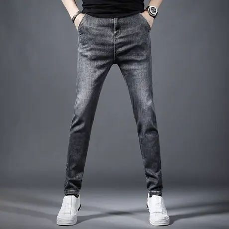春季牛仔裤男2023新款修身小脚潮牌弹力百搭男士薄款裤子时尚潮流商品大图