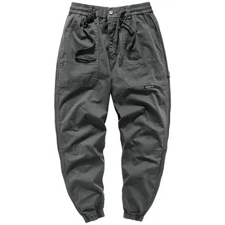 VIP春秋新款工装裤男潮牌束脚裤宽松运动休闲裤日系薄款九分裤子商品大图