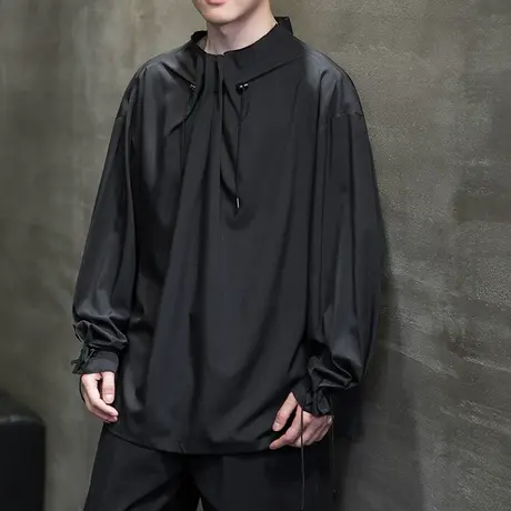暗黑系山本耀司长袖t恤男款秋季设计感卫衣新中式风男装外套大码图片