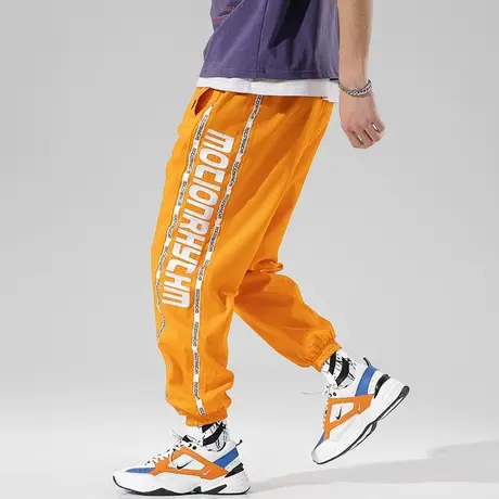 潮男大码港风ins工装裤男潮牌嘻哈裤宽松直筒国潮裤子学生运动裤图片