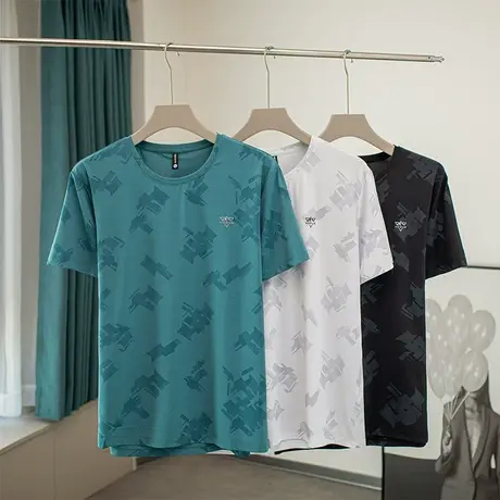 2023新款夏季薄款字母T恤男士短袖宽松男生洋气体恤夏半袖上衣服商品大图