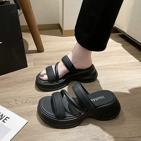 时尚百搭夏季外穿一字拖鞋女2024新款厚底防滑休闲拖鞋沙滩凉拖鞋商品大图