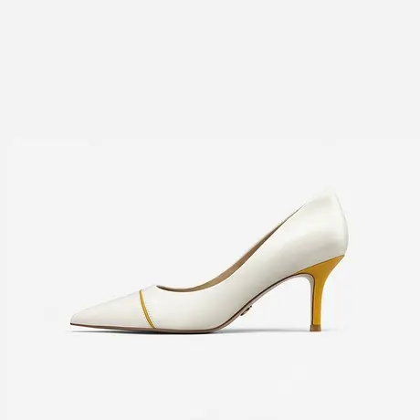 Nine West/玖熙高跟鞋2023年春季新款拼色牛皮通勤高级感细跟单鞋图片