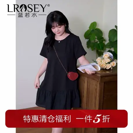 蓝若水大码女装简约梨形穿搭宽松中裙胖MM夏新品赫本风显瘦连衣裙图片