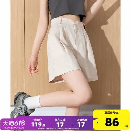 唐狮25夏季新款休闲短裤女全棉水洗宽松抽绳工装短裤子女W商品大图
