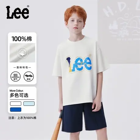 Lee儿童短袖T恤套装2025夏季新款男童女童中大童休闲宽松夏装一套图片