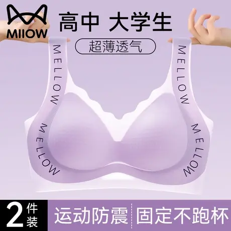 猫人高中生少女文胸夏季薄款运动防震防下垂大学生18岁固定杯内衣商品大图