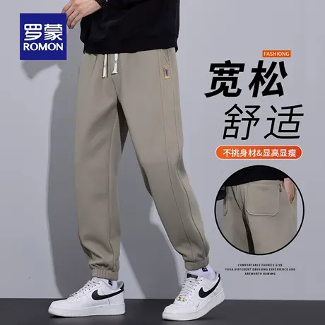 罗蒙美式休闲裤男宽松百搭束脚休闲卫裤秋季新款运动九分裤子N1Z商品大图