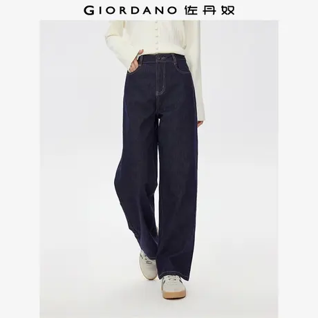 佐丹奴裤子女装不易褪色五袋款高腰阔腿牛仔长裤 05415696商品大图