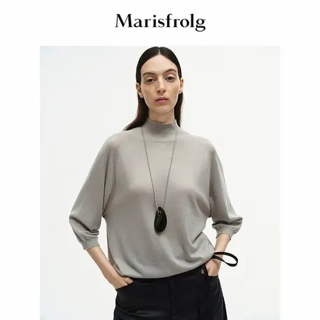 【山羊绒】Marisfrolg玛丝菲尔2025秋新款松弛感高领套头针织衫图片