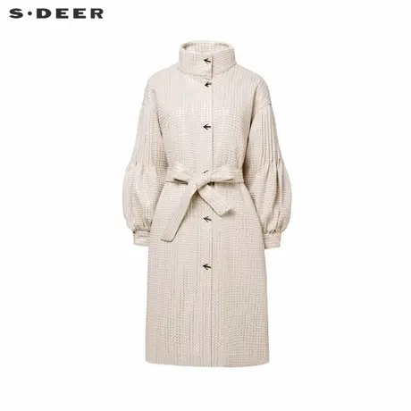 sdeer圣迪奥女装OL风立领格子收腰宽松羽绒服S24482415图片
