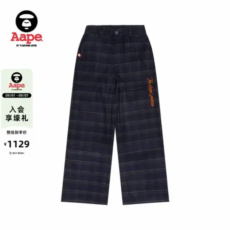 Aape旗舰店女装秋冬字母刺绣复古校园风格纹休闲长裤C655XXP商品大图