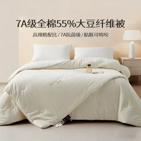 恒源祥全棉贡缎提花55大豆7A抗菌被芯春秋被冬被加厚保暖子母被芯商品大图
