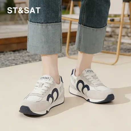 星期六厚底女款阿甘鞋2026新款春季百搭圆头系带休闲鞋增高德训鞋商品大图