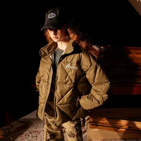 复古基础款绗棉棉服女加厚冬季夹棉外套新款oversize美拉德棉衣图片