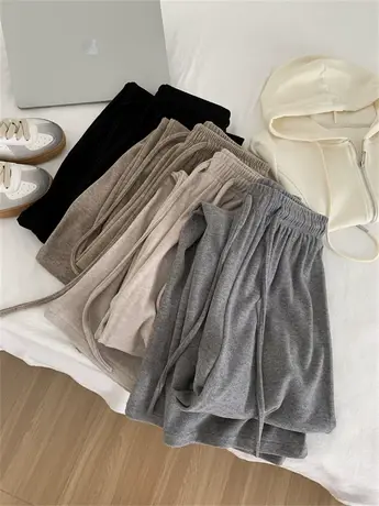 细腻软糯双面磨毛直筒裤女宽松休闲百搭垂感显瘦阔腿拖地裤秋冬款商品大图