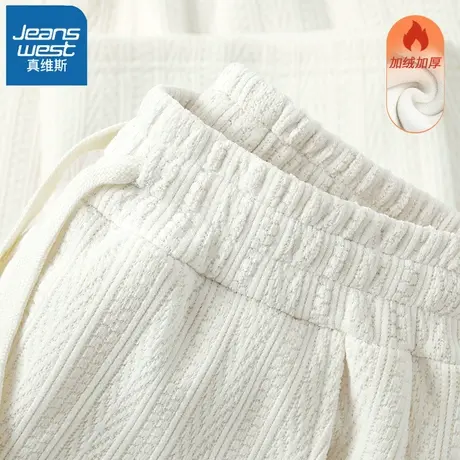 VR真维斯休闲裤女2023新款秋冬季小个子高腰显瘦麦穗条直筒裤下裤图片