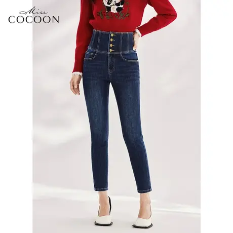 missCOCOON高腰弹力牛仔裤女2023新款春季修身显瘦时尚百搭烟管裤商品大图