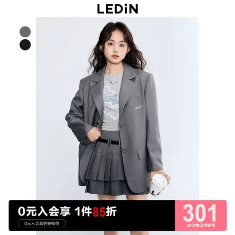 乐町宽松时尚设计感外套女舒适上衣2023秋新品女装蝴蝶图案西装图片