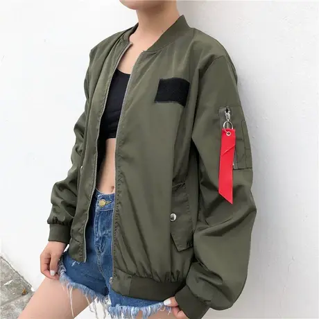 春秋新款韩版学院风女装夹克情侣宽松原宿风BF学生工装外套棒球服商品大图