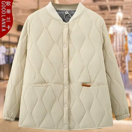 中年胖妈妈冬季轻薄款羽绒棉服女大码时尚小棉袄立领夹棉棉衣外套商品大图