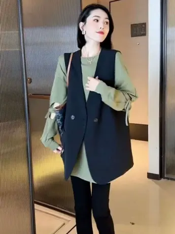 西装马甲女春秋韩搭2023年新款爆款网红欧货洋气马夹复古宽松外套商品大图