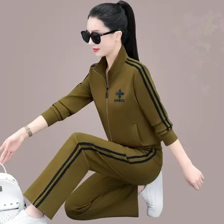 立领休闲运动服套装女春秋新款时尚卫衣外套阔腿裤减龄洋气两件套商品大图