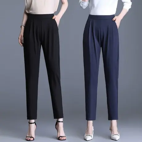 哈伦裤女夏季薄款大码胖mm200斤黑色裤子休闲中年女裤妈妈裤老人商品大图