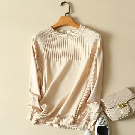 打底毛衣女2024年新款春装时尚外穿宽松洋气秋冬短款圆领针织衫潮商品大图