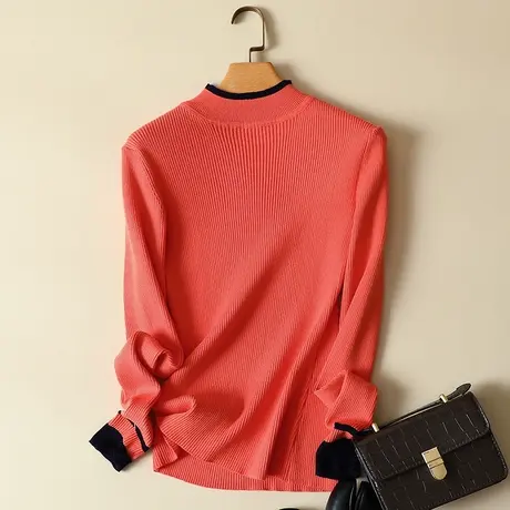 半高领毛衣打底衫女士内搭春装2024年新款黑白色百搭修身针织衫女商品大图