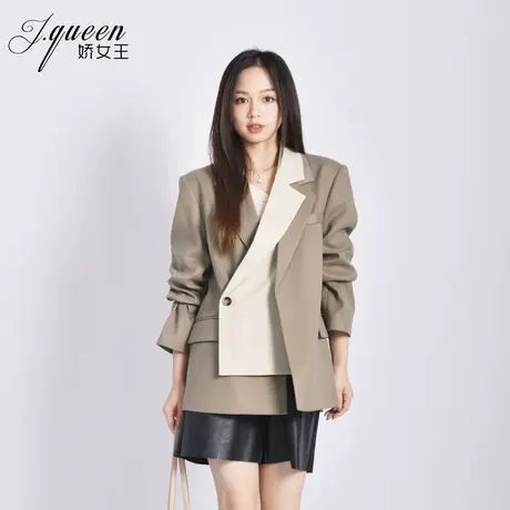 西装外套女春季新款气质时尚高级小众设计感假两件宽松廓形小西服图片