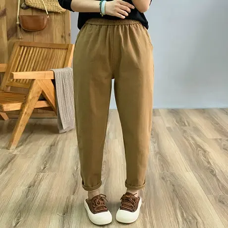 dza 高腰显瘦工装直筒加绒长裤女冬外穿直筒裤宽松休闲哈伦长裤子图片