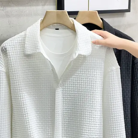 轻熟风设计感男装高级感长袖衬衫男春秋季个性潮牌肌理感小众衬衣商品大图