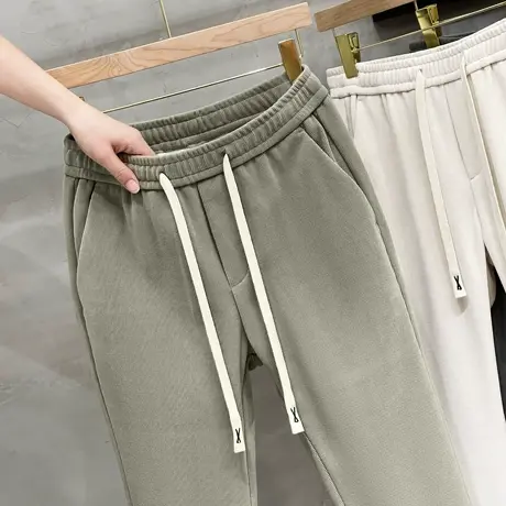 秋季松紧腰休闲裤男高级感小西裤肌理条绒垂坠感宽松男裤长裤子潮商品大图