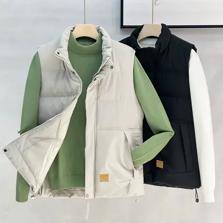 潮牌男士百搭棉衣马夹背心立领加厚坎肩秋冬季棉服保暖内搭外套潮商品大图