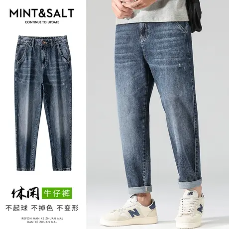 蓝色水洗休闲牛仔裤男士直筒宽松痞帅春秋款夏季薄款青少年春秋款商品大图