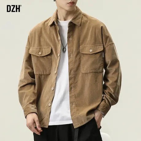 男士灯芯绒衬衫外套男潮牌长袖衬衣休闲美式复古男装2024新款春季图片
