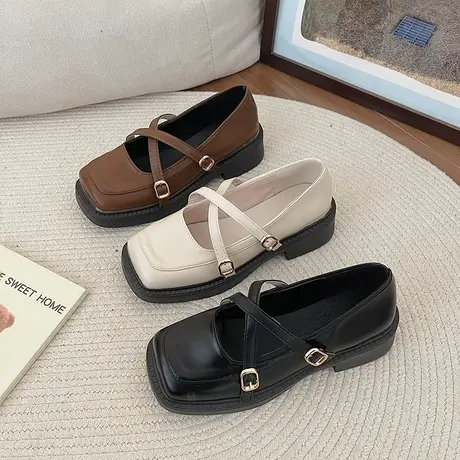 玛丽珍浅口单鞋软底方头小皮鞋女2023新款英伦风乐福鞋秋款配裙子商品大图