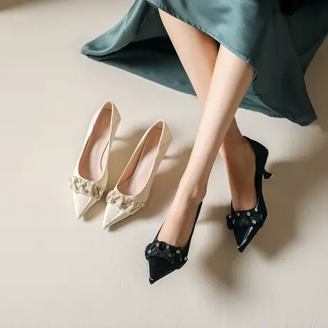 2024年春夏季新款性感水钻尖头高跟鞋女细跟时尚气质百搭职业单鞋图片