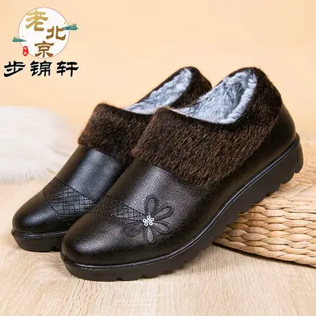 老北京布鞋女冬季2023加绒棉鞋加厚防水防滑软底中老年妈妈保暖鞋商品大图