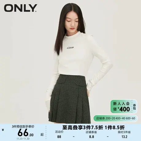 ONLY奥莱夏季复古学院风JK格纹减龄百褶A字显瘦短款半图片