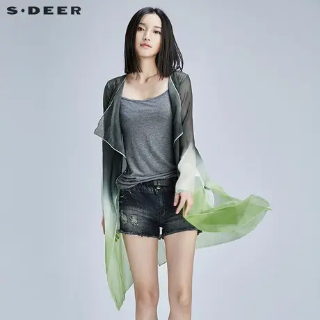 【新品】sdeer圣迪奥女装朦胧美感渐变开襟上衣S16281605图片