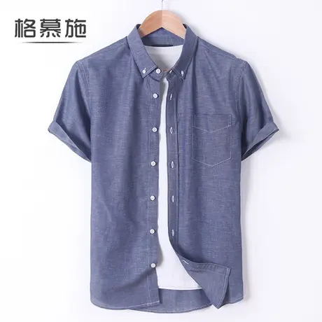 天丝短袖衬衫男大码宽松上衣凉感韩版夏季薄款棉麻衬衣图片