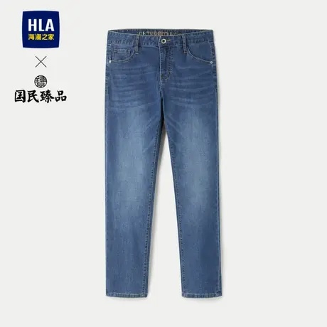 HLA/海澜之家国民臻品牛仔裤24春夏新款五袋款中腰直筒弹力裤子男图片