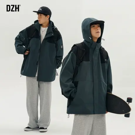 男士美式工装夹克男款痞帅高街冲锋衣外套男春秋连帽户外登山上衣图片