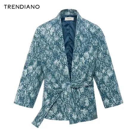 TRENDIANO字母提花廓形外套2024年春季新款时尚开衫百搭上衣男生商品大图