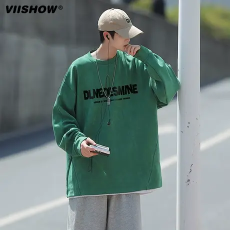 VIISHOW重磅t恤长袖男内搭上衣宽松纯棉体恤卫衣白色打底衫衣服商品大图