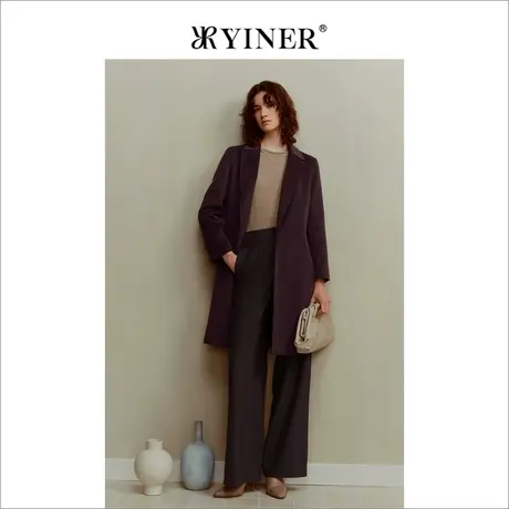 YINER音儿女装冬季通勤风百搭直筒长裤绵羊毛休闲裤商品大图