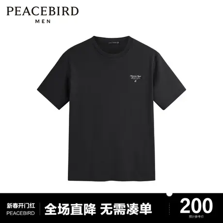 【音乐青年】太平鸟男装 舒适宽松刺绣男士短袖T恤 B1CND3302商品大图